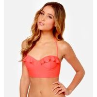 ราคา บราใส่ว่ายน้ำSize S M Cup B สีส้มแสดอมชมพูนีออน D065 (28428313883)