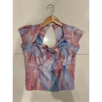 ราคา E025 Pee ka nong Top เสื้อพิมพ์ลายโทนสีชมพูม่วงฟ้า เสื้อครอปพิมพ์ลายสีพาสเทล (26292080251)