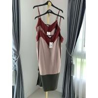 ราคา E021 NWT เดรสสายเดี่ยวซาตินมันเงา ผ้าใส่สบายลื่นผิว (25035695302)