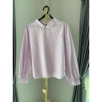 ราคา เสื้อสีม่วงพลาสเทลคอปกแขนพองอก ติดกระดุมหลังเนื้อผ้าป๊อบปิน B439 (24982386404)