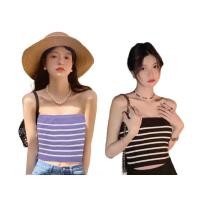 ราคา New2023 เสื้อเกาะอกไหมพรมร่องลายทางเล็ก 23 276 (19791439739)