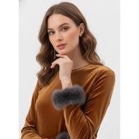 ราคา E360 เสื้อขนนุ่มกำมะหยี่สีน้ำตาลแต่งปลายขนเฟอร์ฟูสวยสีเทา (50350642519)