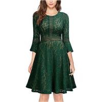 ราคา Embroider Lace Green Overlay Dress With Flare Sleeves Size L เดรสสีเขียวลูกไม้ (50001123385)