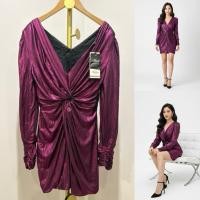 ราคา E031 ชุดเดรสสั้นสีม่วงเมทัลลิกจาก Poonyisa เดรสวิบวับสีบานเย็นประกายม่วง (42321705379)