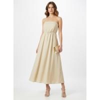 ราคา ชุดเดรสเกาะอกสีเบจ ชุดเดรสยาวเกาะอกสีครีมทองเนื้อผ้ามีลาย (40675778886)