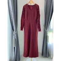 ราคา จั๊มสูทสีแดง Burgundy ช่วงแขนแต่งลูกไม้ป้ายLCH ไซส์ S B358 (26301107466)