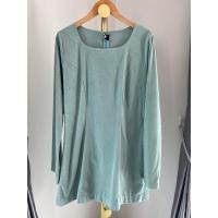 ราคา เดรสสีเขียวอมฟ้าอ่อน เขียวมิ้นท์ ผ้ากำมะหยี่ แขนยาว อก38 D009 (26129119202)