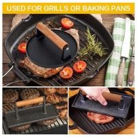 ราคา เบคอนกดน้ําหนักด้ามไม้ด้ามไม้ตามหลักสรีรศาสตร์สําหรับจับที่สะดวกสบายกลางแจ้งบาร์บีคิวย่าง (47150131400)