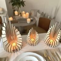 ราคา ฐานวางเทียนไม้แกะสลักทรงภูเขาเรขาคณิต เหมาะสำหรับห้องนั่งเล่นหรือสปากลางบ้าน เพิ่มความผ่อนคลาย (47500560894)