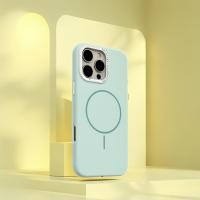 ราคา Morandi Light Blue Diamond Flash Diamond Magnetic Silicone Phone Case Apple iP16 15Pro Max Non Sticky Dirt Resistant Silicone Phone Case 13 14Pro (46100980037)