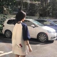 ราคา เสื้อผ้าสไตล์ญี่ปุ่นน่ารัก เสื้อโอเวอร์ไซส์วินเทจ ทรงหลวมสไตล์เกาหลี เสื้อคู่กับแฟนโอเวอร์ไซส์แบบเท่ๆทูโทนวินเทจ M XXL (28970636104)