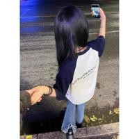 ราคา เสื้อทูโทนสกรีนลาย เสื้อยืดคอกลมแขนสั้น วินเทจ ลายคู่รัก ผ้านิ่มใส่สบาย เสื้อยืดลายเท่ๆผู้หญิง oversize เสื้อผ้าวัยรุ่นแ (25989343005)