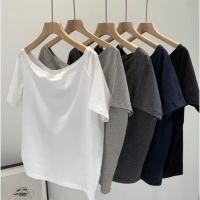 ราคา เสื้อเเขนสั้น คอกว้าง เสื้อยืดผู้หญิง สีพื้น ผ้านิ่มมาก เข้ากับทุกสไตส์ เสื้อยืดเปิดไหล่ เสื้อผ้าสาวสไตล์เกาหลี มินิมอล (43375918723)