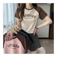 ราคา เสื้อครอปรัดรูปแขนสั้นสวยๆผู้หญิงที่กําลังฮิต เสื้อผ้าแฟชั่นเกาหลี เสื้อยืดสาวอวบใส่ได้จ้าสไตล์มินิมอล สีทูโทนน่ารักม้าก (25671373225)