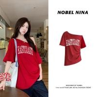 ราคา ปาดไหล่แฟชั่นเซ็กซี่ สื้อแขนสั้นสีแดงเก๋ไก๋ไม่ซ้ำใคร พิมพ์ลายอักษร โอเวอร์ไซส์ขนาดใหญ่ เหมาะสำหรับสาวอวบใส่ได้ คอกว้าง (49750154656)