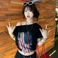 ราคา เสื้อยืดวินเทจ เสื้อปาดไหล่ เสือใส่สบาย ทรงหลวม เสื้อยืดผู้หญิง คอกว้าง แขนสั้น สีเทา สาวอวบใส่ได้ โอเวอร์ไซส์ขนาดใหญ่ (40109188162)