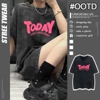ราคา เสื้อฟอกวินเทจ ผ้าคอตตอน100 แขนสั้น แนวสตรีท Oversize เสื้อยืดชาย หญิง เสื้อยืดแฟชั่นสไตล์เกาหลี ลายสกรีนตัวอักษร M 3XL (26273677416)