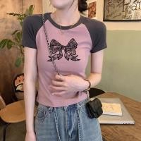 ราคา เสื้อครอปสาวอวบ สีทูโทน เก๋ๆ ผ้านิ่มยืด สีสวย พิมพ์ลายผีเสื้อ เสื้อยืดเอวลอยวัยรุ่นน่ารักๆ เสื้อผ้าแฟชั่นสไตล์เกาหลี 3XL (25292103633)