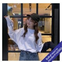 ราคา เสื้อยืดแขนยาวผู้หญิง Oversize เสื้อผ้าแฟชั่นสาวอวบ เสื้อโอเวอร์ไซส์สีขาว สไตล์เกาหลี สกรีนลายวินเทจ (4339408204)