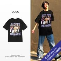 ราคา เสื้อยืดแขนสั้นสไตล์เกาหลี oversize เสื้อผ้าแฟชั่นสาวอวบ เสื้อโอเวอร์ไซส์ผู้หญิง สกรีนลายวินเทจ ไซส์ใหญ่ XXL (6441657327)