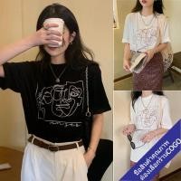 ราคา COGO เสื้อยืดแขนสั้น Oversize เสื้อยืดพิมพ์ลายดิจิตอลสวยงาม แนวอาร์ต แนวมินิมอล เสื้อผ้าแฟชั่นวัยรุ่นเกาหลีนิยมใส่ สีขาว (5258357966)