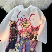 ราคา เสื้อคู่รักชายหญิงสกรีนลายวินเทจ oversize เสื้อผ้าแฟชั่นวัยรุ่นน่ารัก เสื้อยืดโอเวอร์ไซส์ผู้หญิงเท่ๆเท่ๆคู่กับแฟน (25419293706)