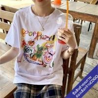 ราคา COGO เสื้อยืดลายการ์ตูนผู้หญิงแฟชั่น สไตล์เกาหลีน่ารัก โอเวอร์ไซส์เสื้อยืดผ้านิ่ม (5940831361)