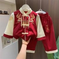 ราคา เด็ก ฮันฟู ชายเด็กจีน กลิ่นฉุน ชุดฤดูใบไม้ร่วงเครื่องแต่งกายโบราณสไตล์จีนชุดสไตล์จีนจับหนึ่งปีชุด ชุด (26112494891)