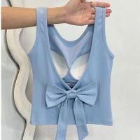 ราคา เสื้อแขนกุด ผู้หญิง โชว์หลัง สีพื้น เสื้อกล้ามไหมพรม ดีเทลผูกเว้าหลัง น่ารักมากๆ เซ็กซี่เบาๆ การออกแบบคันธนู (27026457752)