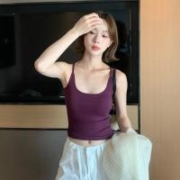 ราคา เสื้อสายเดี่ยวคอเหลี่ยมพร้อมแผ่นรองหน้าอกไม่มีชุดชั้นในสีม่วงสามารถสวมใส่นอก (42907480274)