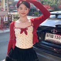 ราคา ผ้าฝ้ายแท้สไตล์สาวร้อนขนาดเล็กผูกโบว์ยกทรงผู้หญิงแขนกุดด้านบนผู้หญิง (40405987769)