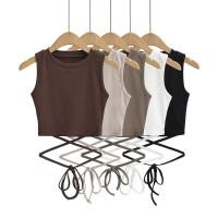 ราคา Hot Girl Sexy Laced Up All Match Round Neck Short Vest Women (29741012673)