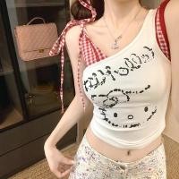 ราคา กระเป๋าสะพายข้างสีขาวลายสก๊อตเย็บคิตตี้เสื้อยืดผู้หญิง (27087233403)