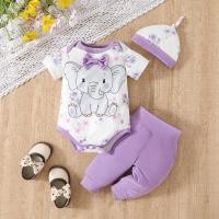 ราคา ชุดเสื้อฮู้ดและกางเกงขาสั้นสำหรับเด็กแบบลายช้างสามชิ้น (57101929731)