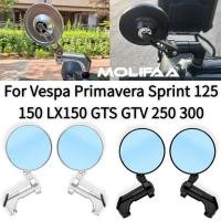 ราคา กระจกมองหลังด้านข้างสําหรับ Vespa Primavera Sprint 125 150 LX150 GTS GTV 250 300 รถจักรยานยนต์ CNC แก้วสีฟ้าสกู๊ตเตอร์รอบกระจกอุปกรณ์เสริม (26283703222)