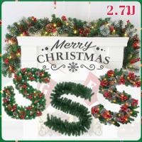 ราคา ข้าวคริสต์มาสหวายพีวีซี ไฟ LED 2 7ม พวงหรีดคริสต์มาส ประตูแขวนดอกไม้ประดิษฐ์ ตกแต่งคริสต์มาส (29917245873)