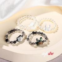 ราคา กระต่ายแหวนคู่ลูกปัดหินธรรมชาติยืดหยุ่นสตริงแหวน คริสตัลทัวร์มาลีนสีขาว เปลือกเครื่องประดับจีนแฟชั่nofashionnของขวัญ (40903991892)
