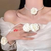ราคา ดอกไม้มุกสร้อยคอ ต่างหู สร้อยข้อมือชุดผู้หญิงเครื่องประดับงานแต่งงานเจ้าสาวสร้อยข้อมือ ต่างหู สร้อยคอเครื่องประดับแฟชั่น (29508925319)