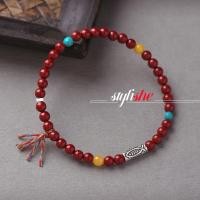 ราคา ชาดลูกปัดก้อยสร้อยข้อมือสําหรับผู้หญิงเชือกสีพู่เงินปลาอุปกรณ์เสริมสร้อยข้อมือเครื่องประดับแฟชั่นจีนของขวัญโชคดี (41920759143)