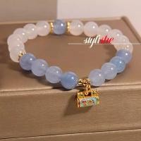 ราคา เลียนแบบพลอยสีฟ้า หยกขาวลูกปัดสร้อยข้อมือสําหรับผู้หญิงเคลือบล็อคโบราณโชคดีจี้สร้อยข้อมือจีนศรัทธามงคลเครื่องประดับอุป (29830310986)