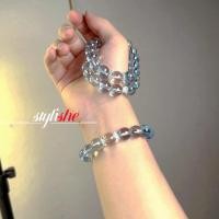 ราคา เลียนแบบพลอยสีฟ้า สร้อยข้อมือลูกปัดคริสตัลสําหรับผู้หญิง แก้วสีฟ้า 12 มม เครื่องประดับแฟชั่นจีน ของขวัญ (26887602240)