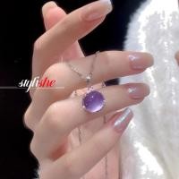 ราคา เลียนแบบสีม่วงหยกจี้สร้อยคอสําหรับผู้หญิงแฟชั่นกระดูกไหปลาร้าโซ่เครื่องประดับของขวัญ (26617859348)