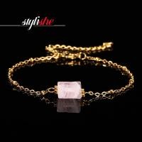 ราคา หยกคริสตัลธรรมชาติตัดสร้อยข้อมือหลอดกลมสําหรับผู้หญิงสแตนเลสสร้อยข้อมือโซ่มือสีทองแฟชั่นหรูหราเครื่องประดับ (25238334888)