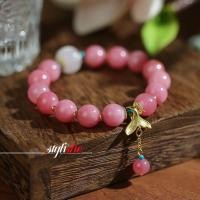 ราคา สร้อยข้อมือลูกปัดหินสีชมพูธรรมชาติสร้อยข้อมือจี้หางนางเงือกสีทองสําหรับผู้หญิงอุปกรณ์เครื่องประดับแฟชั่นจีน (24538987180)