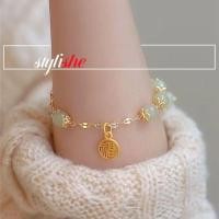 ราคา เครื่องประดับ สร้อยข้อมือ ประดับลูกปัดหยก สีทอง สไตล์จีนน่ารัก แฟชั่นสําหรับเด็กผู้หญิง (22058220874)