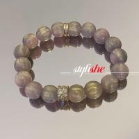 ราคา สร้อยข้อมือลูกปัดสีชมพูและสีเทาเงา สำหรับทุกเพศ สร้อยข้อมือลูกปัดแก้วและทอง เครื่องประดับแฟชั่นจีนเป็นของขวัญ (41370437547)