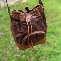 ราคา กระเป๋าสะพายทรงขนมจีบ หนังกลับ ผสม หนังแท้ (53101067839)