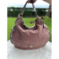 ราคา กระเป๋าสะพาย ทรง hobo หนังแท้สีชมพูกะปิมือสอง (43668439229)