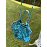 ราคา กระเป๋าสะพาย สีฟ้าเมทาลิค รูดจีบได้ (41723561252)