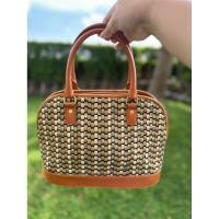 ราคา กระเป๋าถือทรงโดม หนังแท้ผสมหนังงูสาน ใหม่กริบ (29091425608)